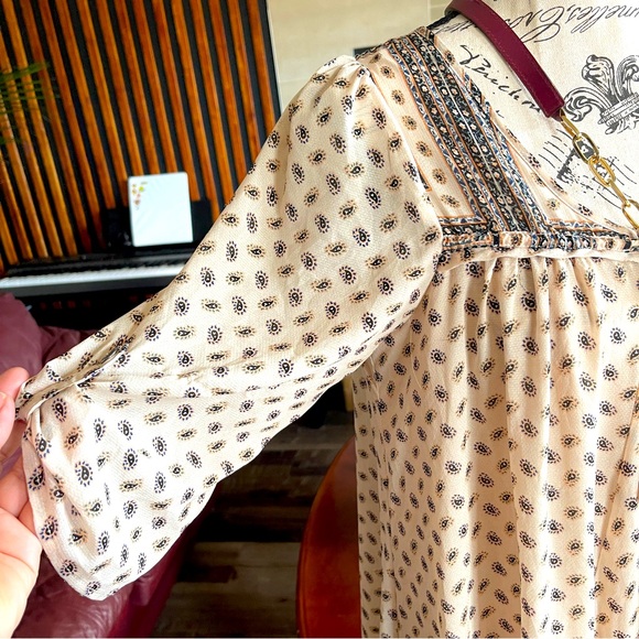 FREE PEOPLE BOHO PENNY LANE TEA COLOR MINI DRESS - Picture 4 of 14